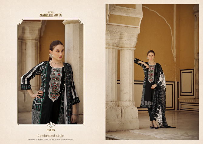 Mariyum Black And White Cambric Cotton Dress Material Wholesale Price In Surat
